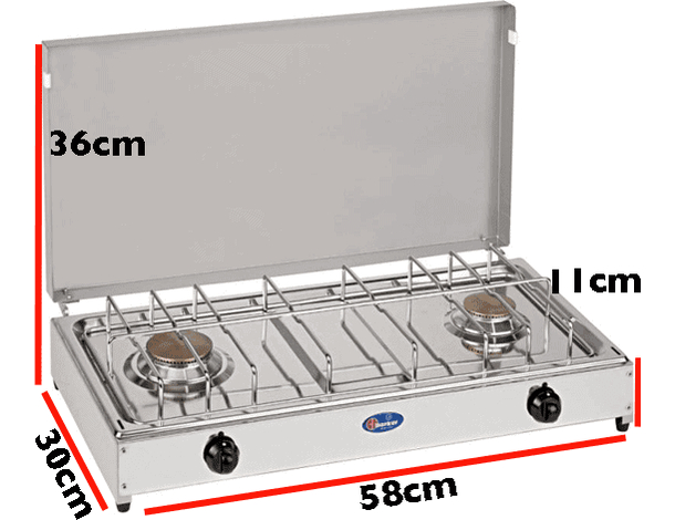 Fornello 2 Fuochi a Gas Metano Pianale in Acciaio Inox per Uso Esterno 5522Gm...