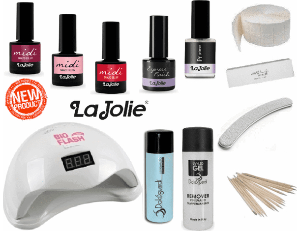 Kit unghie smalto gel semipermanente cleaner pads Lampada LED / UV La Jolie