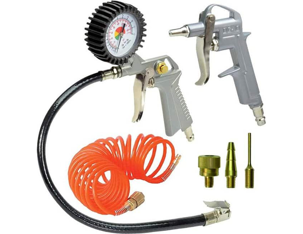 Kit 6 Accessori Compressore Pistola Soffiaggio Gonfiaggio Aria Compressa