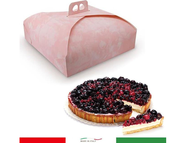 18x Scatola Porta Torta in Cartone Spatolata Rosa Misura 39.5x39.5cm Quadrata