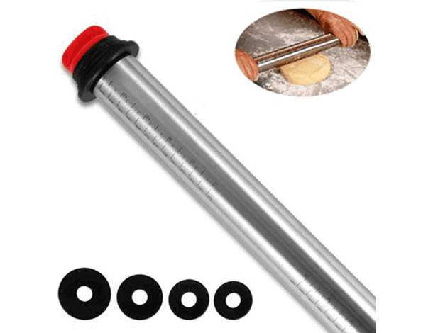 Mattarello in Acciaio Inox 4 Dischi Regolabili Anello Marcatura Antiaderente