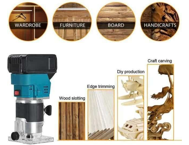 Fresatrice Verticale a Batteria 800W Rifilatore Fresa per Legno Trimmer...