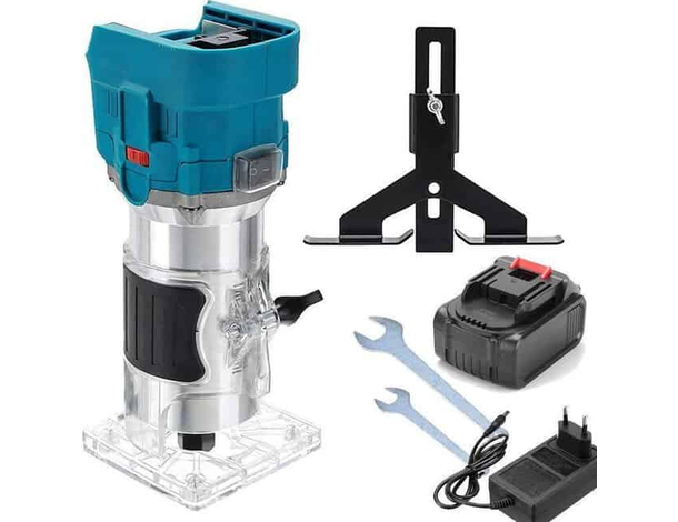 Fresatrice Verticale a Batteria 800W Rifilatore Fresa per Legno Trimmer 6.35mm