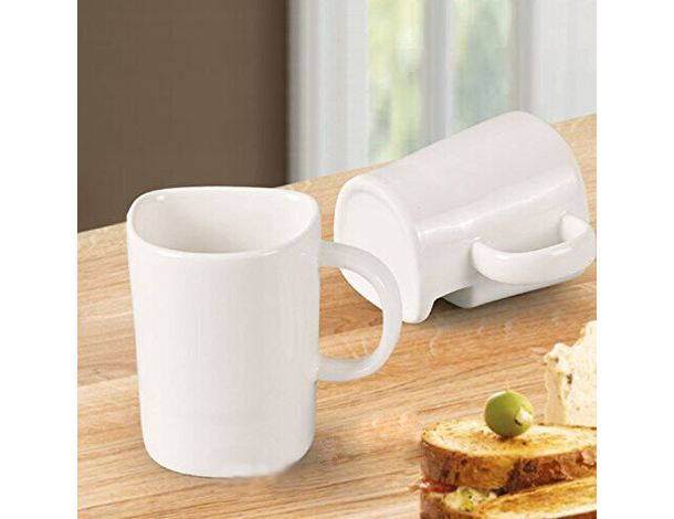 Tazza in Ceramica con Porta Biscotti Bianca Idea Regalo per Colazione Caffè...