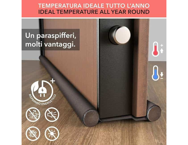 2x Paraspifferi Sottoporta Parafreddo Para Freddo Doppio 96cm Isolamento...