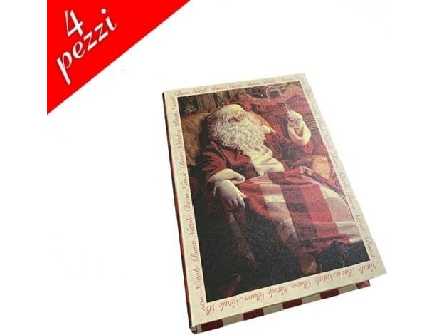 Set 4 Scatole Natalizie Libro Babbo Natale Portaoggetti Cioccolatini Caramelle