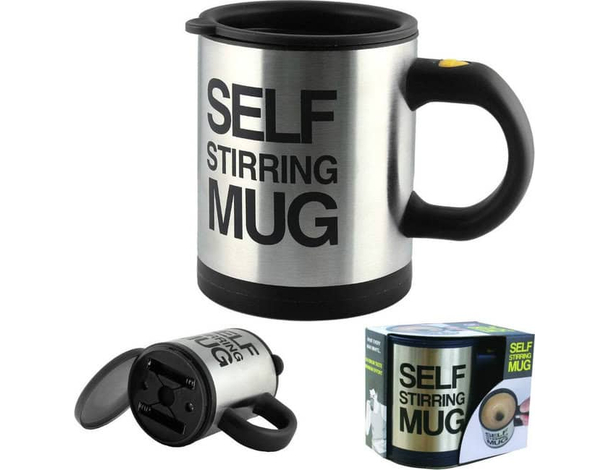 Tazza in Alluminio Automescolante Self Stirring Mug Miscela Caffè Latte Cacao