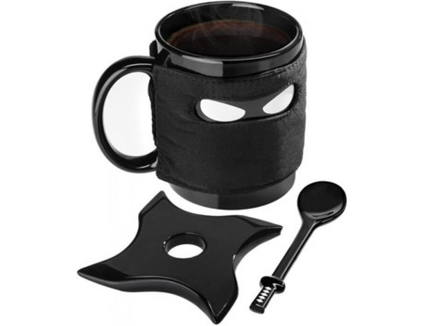 Tazza Ninja con Benda Stella Cucchiaino Colazione Thè Latte Caffè Idea Regalo...
