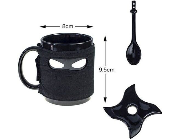 Tazza Ninja con Benda Stella Cucchiaino Colazione Thè Latte Caffè Idea Regalo...