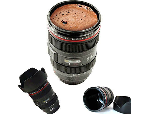 Tazza Bicchiere Obiettivo Fotografico Reflex Cup Macchina Fotografica Coperchio