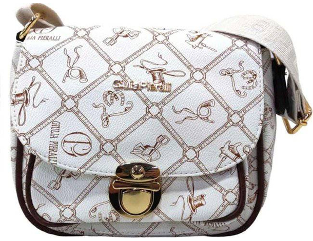 Borsa da donna a tracolla color beige e cuoio tasche interne casual comoda