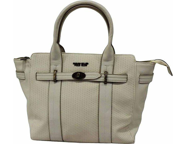 Borsa a mano da donna casual color panna a spalla tasche interne e zip
