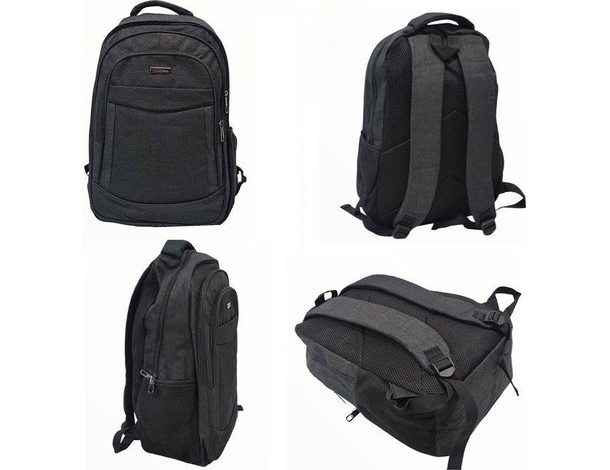 Zaino in tessuto nero bagaglio a mano 45x31 cm con zip scomparto interno 5