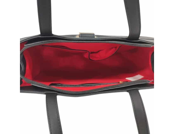 Borsa da donna con manici nera apertura con zip tracolla regolabile casual 5