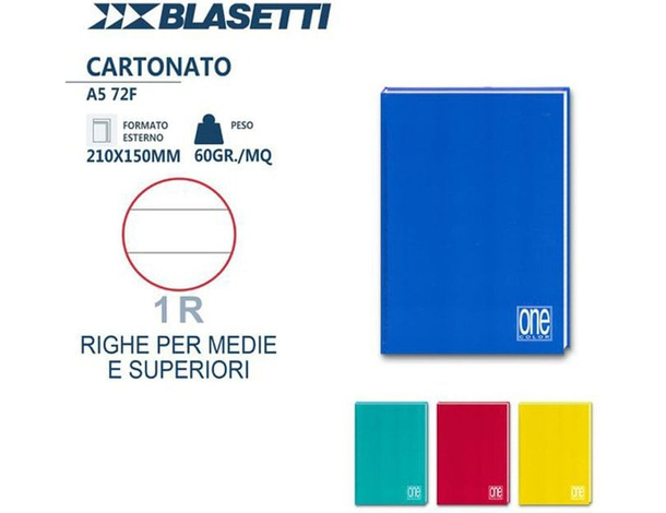 5x Quaderni Cartonati A5 Rigatura 1R 72 Fogli Colori Assortiti per Scuola...