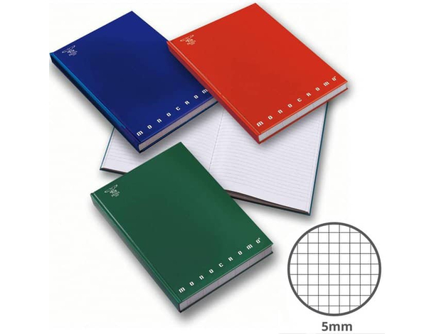 Set 5 Quaderni A4 Cartonato 60 Fogli da 80 gr. a Quadretti 5mm Scuola Ufficio