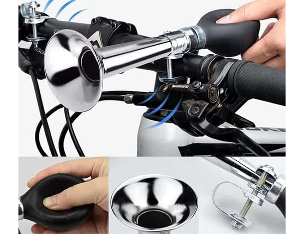 Trombetta Tromba per Bici Bicicletta Clacson Vintage Retrò Cromata Universale...