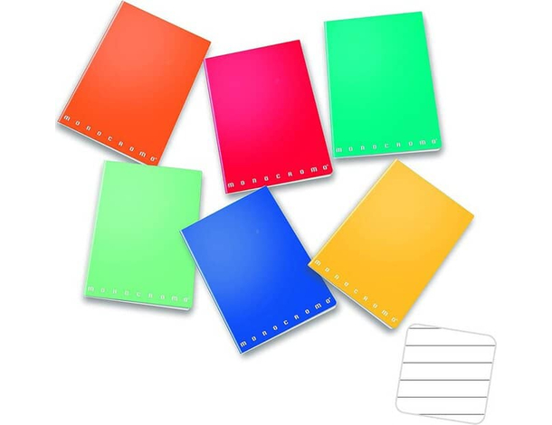 10x Mini Quaderni Monocromo a Righe 1R Colori Assortiti Formato A6 Scuola Casa