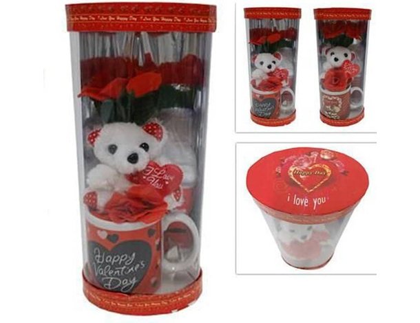 Set Confezione Regalo Tazza Orsetto Peluche Amore San Valentino I Love You Mug