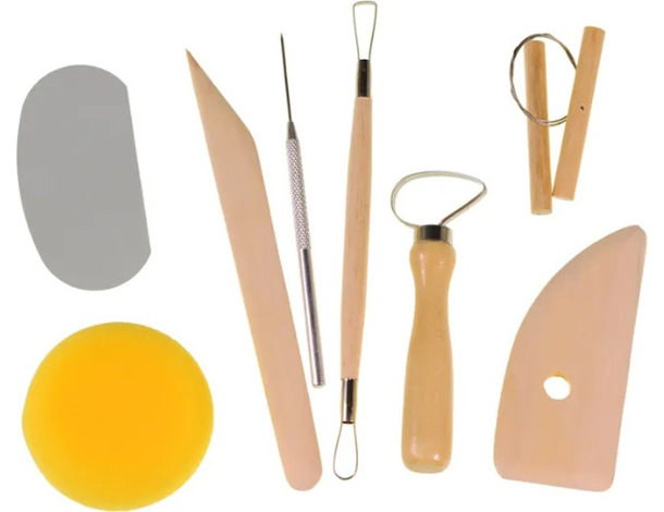 Set di Strumenti per Modellare Argilla in Ceramica Kit da 8 Pezzi in Legno