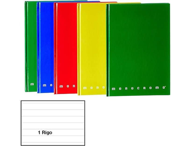 5x Quaderni Cartonati A5 a Righe 1R Monocromo Colori Assortiti Scuola