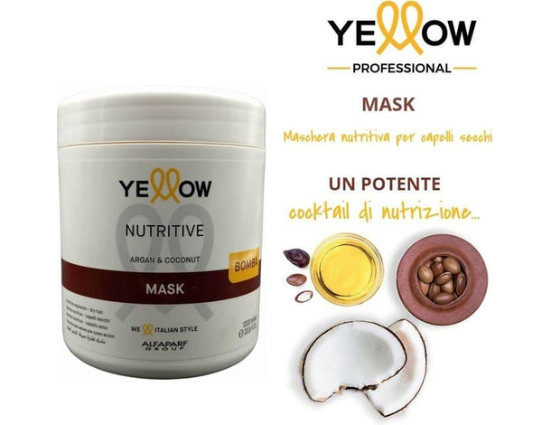 Maschera nutritiva per capelli secchi Argan e cocco 1000 ml idratante...