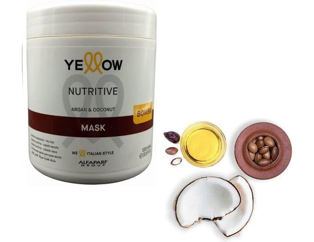 Maschera nutritiva per capelli secchi Argan e cocco 1000 ml idratante delicata