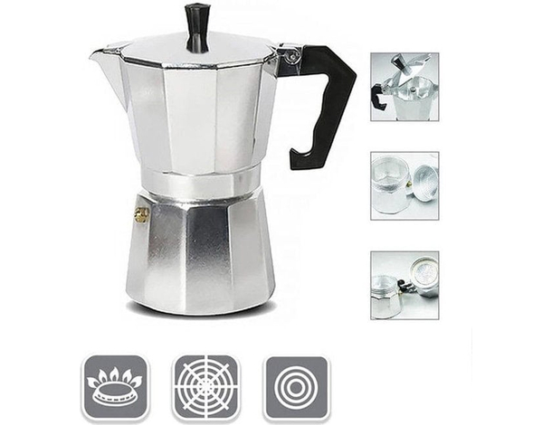Caffettiera Moka in Alluminio Macchina Macchinetta Caffè da 1 Tazza Espresso