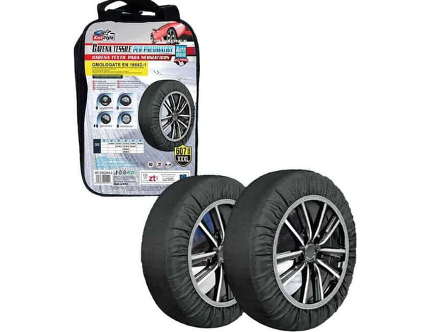 Set 2 Catene da Neve Tessuto Kit Calze Omologate EN 16662-1 Auto per...