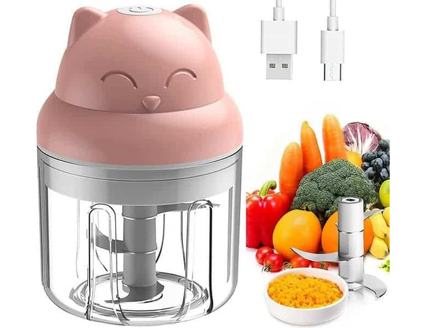 Frullatore Elettrico Gatto 23W Macinatore Frutta Verdura Tritatutto Senza Fili