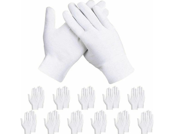 12x Paia Guanti da Lavoro Bianchi Cotone Leggeri Bricolage Taglia Unica