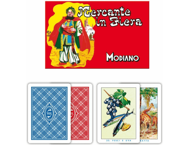 Carte da Gioco Mercante in Fiera 2 Mazzi Modiano Famiglia Amici Natale Festa
