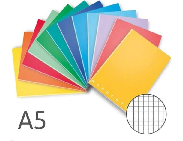 10x Quaderno Monocromo Formato A5 Rigatura Quadretti 0Q Colori Assortiti Scuola