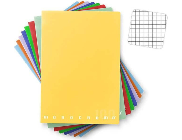 Set 10 Quaderni Monocromo in Formato A5 Quadretti 4MM Colori Assortiti Scuola
