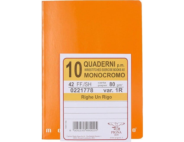 10x Quaderni Monocromo a Righe 1R Colori Assortiti Formato A5 15x21 cm 3