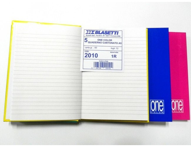 5x Quaderni Cartonati A5 Rigatura 1R 72 Fogli Colori Assortiti per Scuola...