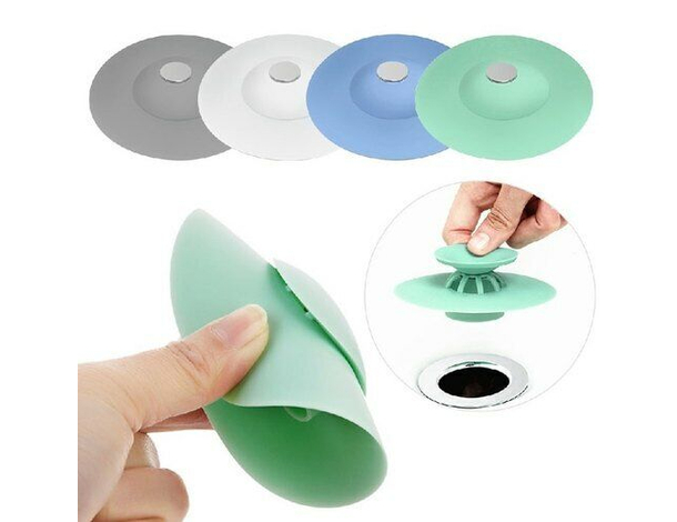 2x Tappo di Scarico Filtro per Capelli Rifiuti Doccia Vasca Lavandino Silicone
