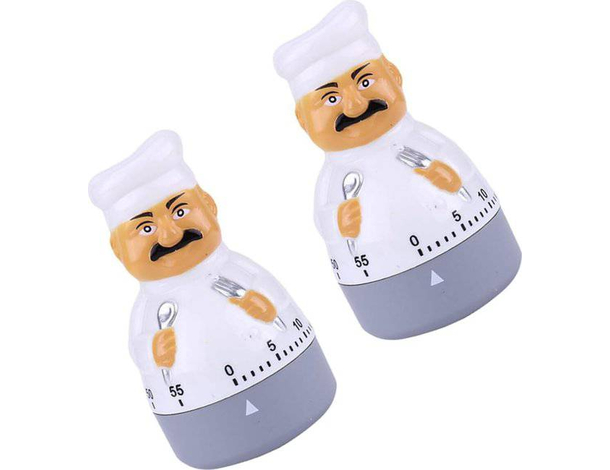 2x Timer da Cucina Cuoco Orologio Meccanico Countdown 60 Minuti Contaminuti
