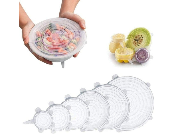Set 6 Coperchio Silicone Guarnizioni Alimentare Cucina Riutilizzabile Ciotola