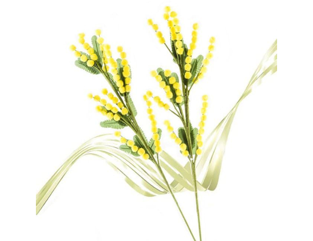 12x Rametto Artificiale Mazzolino di Mimosa Festa della Donna Fiore Finto 35 cm