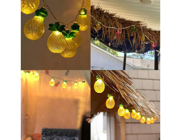 Catena Luminosa LED ad Energia Solare 10 Lampadine Forma Ananas Luci da...