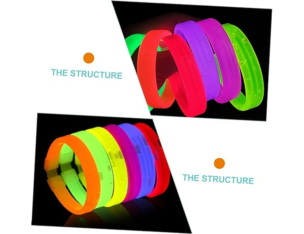 5x Maxi Braccialetti Luminosi Bracciali Fluo Discoteca Fluorescenti Starlight...