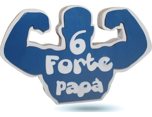 Scritta in Legno Decorativa Azzurra 6 Forte Papà Festa del Papà 12x18 cm