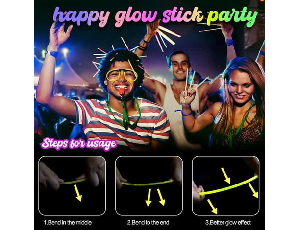 5x Braccialetti Luminosi Accessori Bracciali Doppi Fluorescenti Starlight DJ...