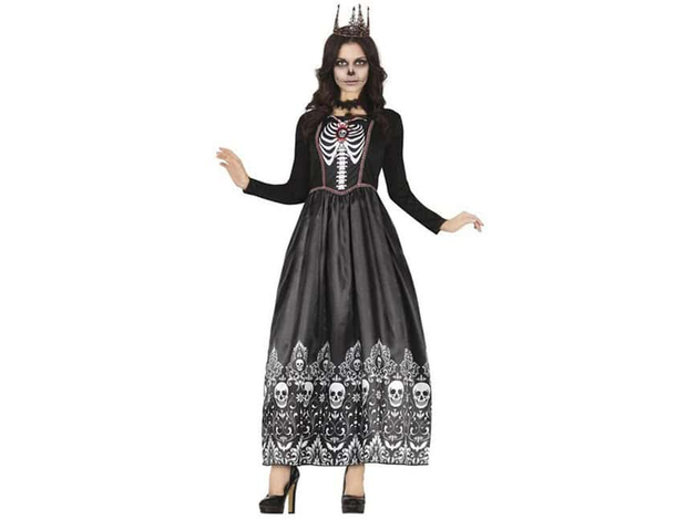 Costume Carnevale maschera messicana Catrina calaca scheletro donna S/M (S)