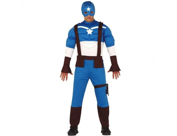 Costume Carnevale Capitan America supereroe cosplay tuta per adulti uomo 48/50