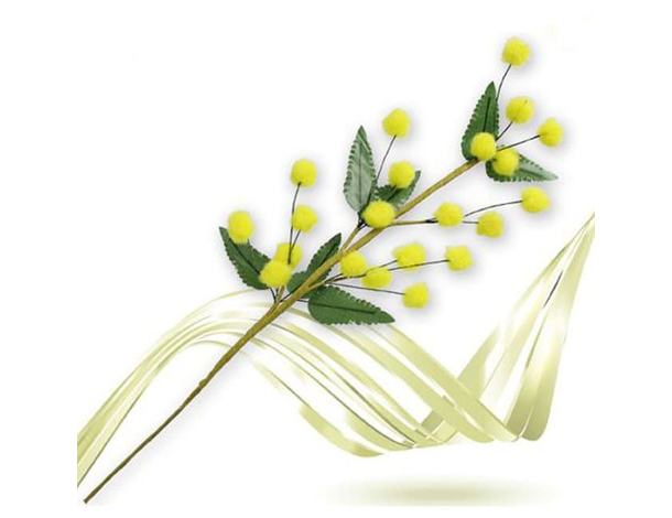 12x Rametto Artificiale Mazzolino di Mimosa Festa della Donna Regalo 25 cm