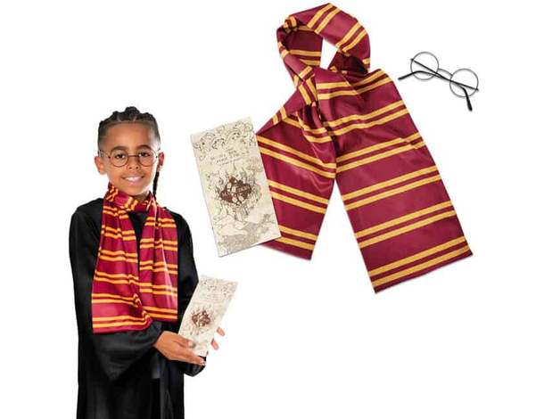 Costume Carnevale Harry Potter Occhiali Sciarpa Mappa Grifondoro Bambini 5+