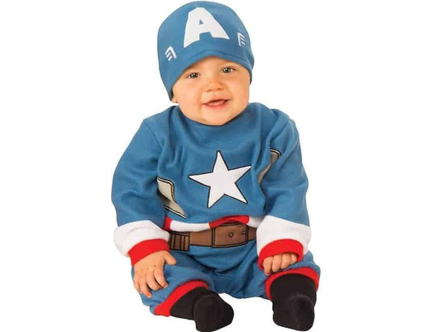 Costume Carnevale Capitan America Marvel supereroe neonato 0-6 mesi Halloween