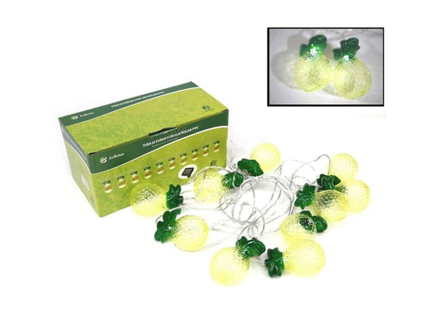 Catena Luminosa LED ad Energia Solare 10 Lampadine Forma Ananas Luci da Esterno